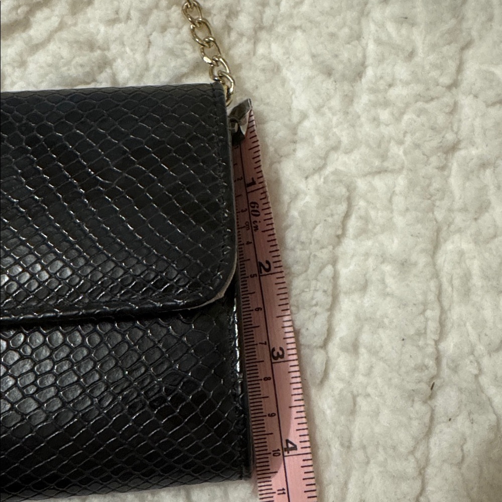 BCBG Generation Carly Crossbody Black Clutch with Gold Accents - Picture 12 of 15